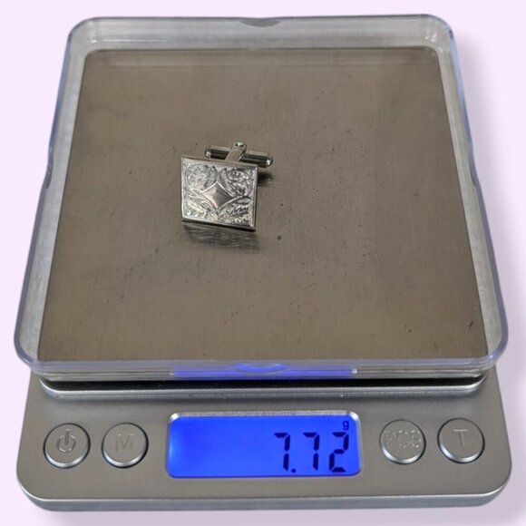 (2/$20) Vintage SINGLE Swirly Square Cufflink - Picture 5 of 5